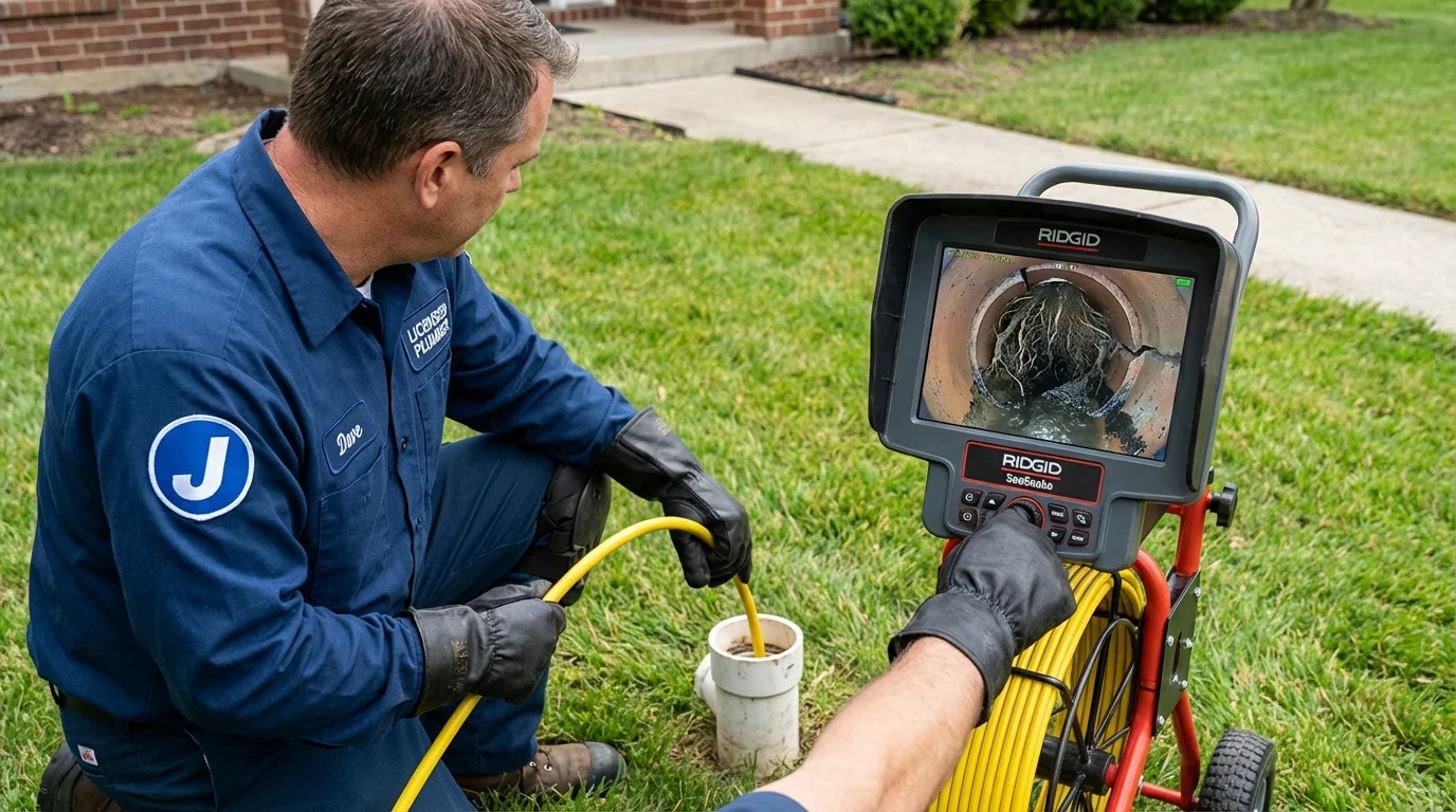 Sewer camera inspection being performed by Johns Plumbing LLC in Philippi
