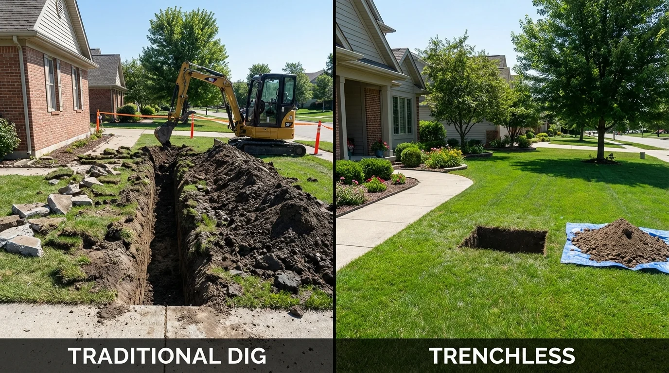 Trenchless sewer repair with minimal yard damage versus traditional excavation in Philippi, WV